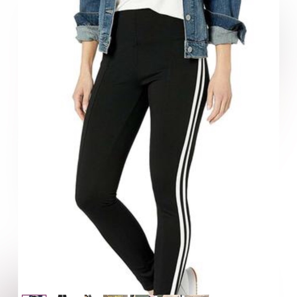 Lysse Racer Leggings Womens Size XL Black with White Stripe Athleisure Casual